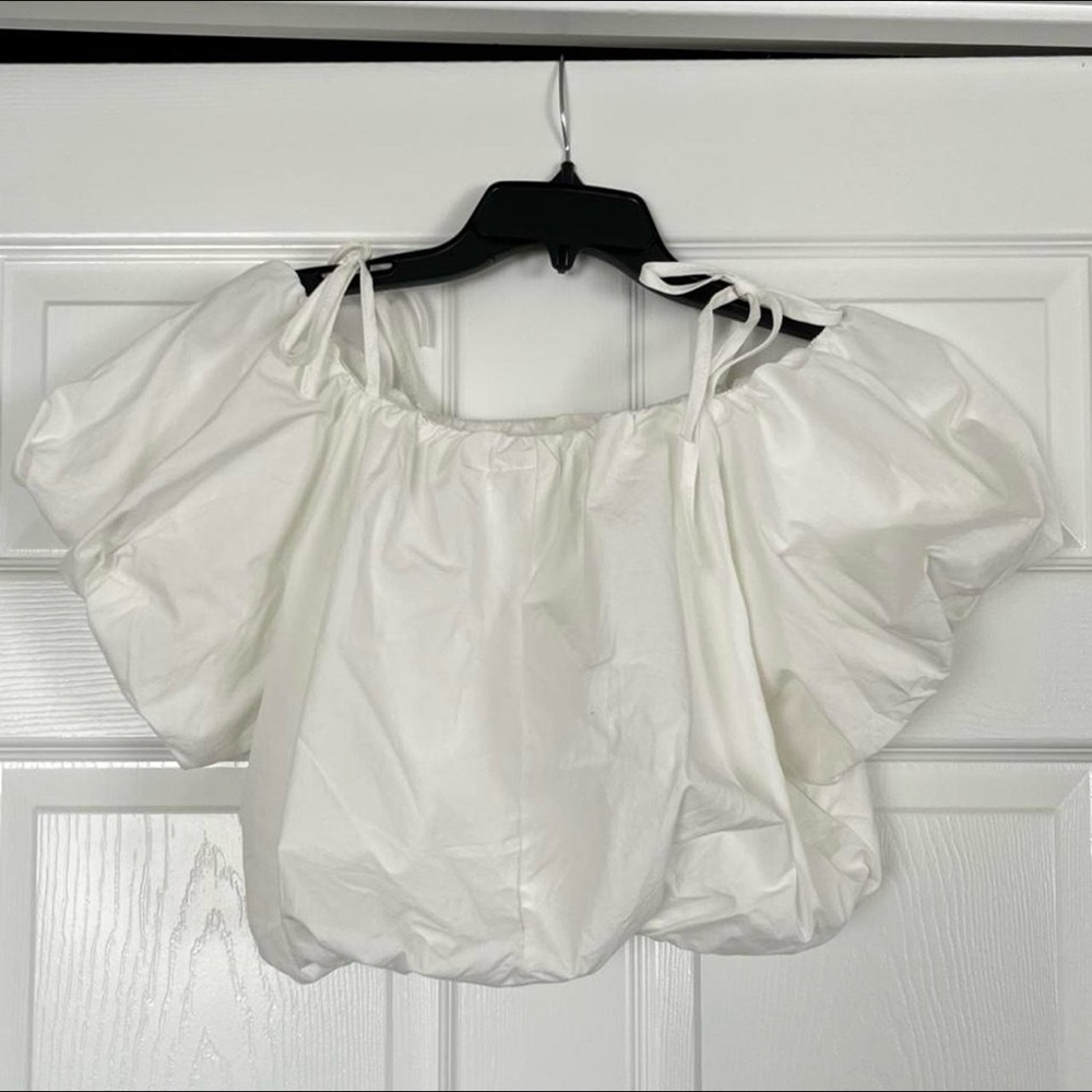 Oak & Fort Off-Shoulder Puff-Sleeve Top
